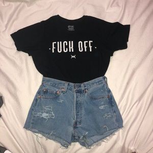 Black hidden “fuck off” t shirt